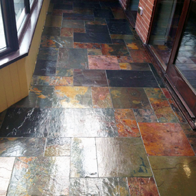 Slate tile flooring